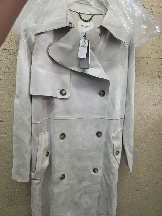 Banana Republic Jackets & Blazers - Banana Republic Light Gray Double-Breasted Suede Trench Coat